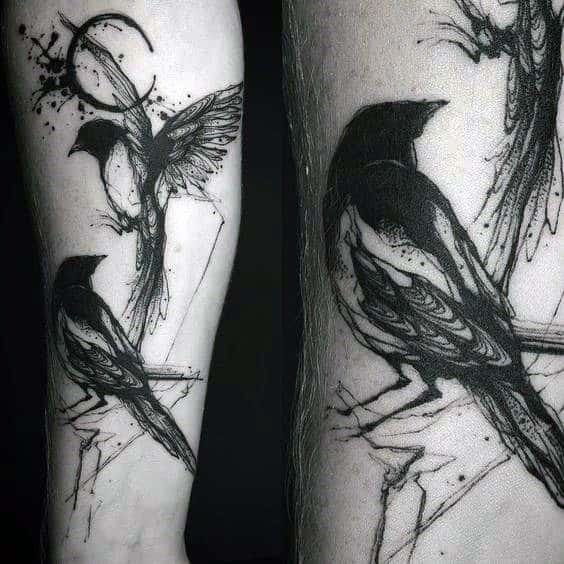 50 Magpie Tattoo Designs For Men Bird Ink Ideas