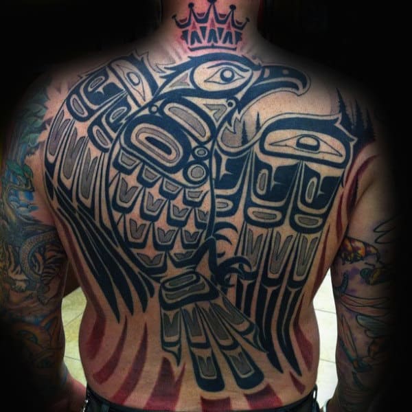 Majestic Black Bird Haida Tattoo Male Back