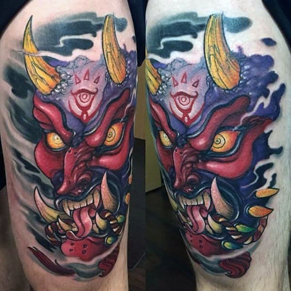 Majoras Mask Guys Watercolor Thigh Zelda Tattoos