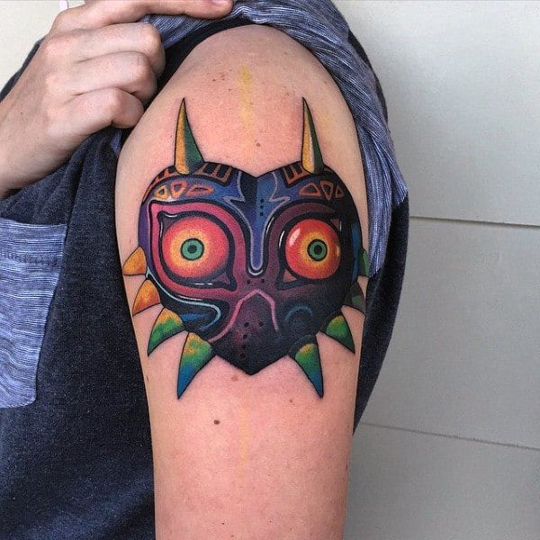 Majoras Mask Upper Arm Male Tattoo Ideas