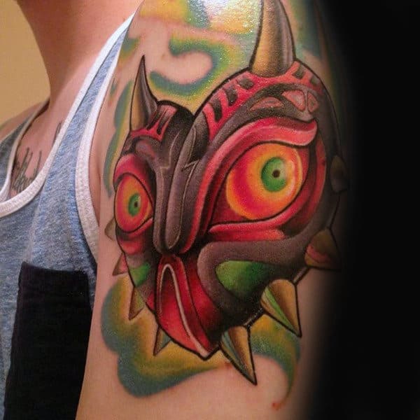 Majoras Mask Upper Arm Zelda Male Tattoos