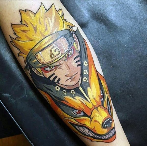 Male Anime Naruto Tattoo On Forearm