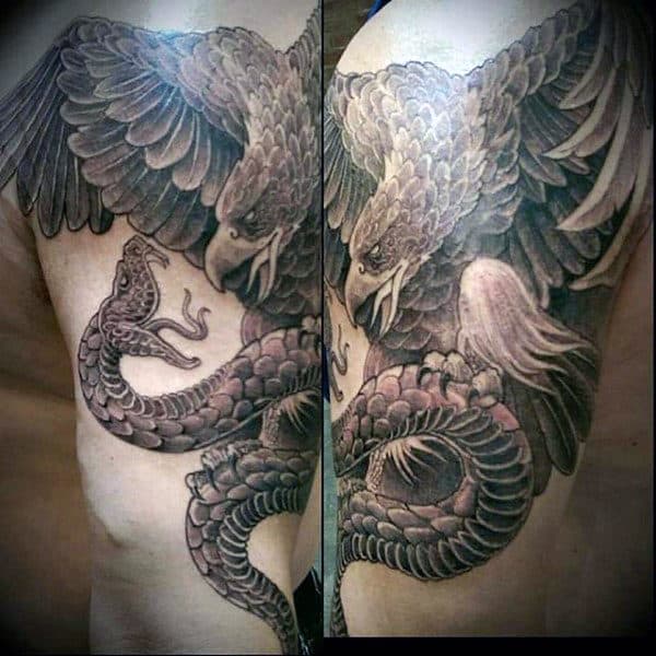 Male Arm Mexican Eagle Tattoo