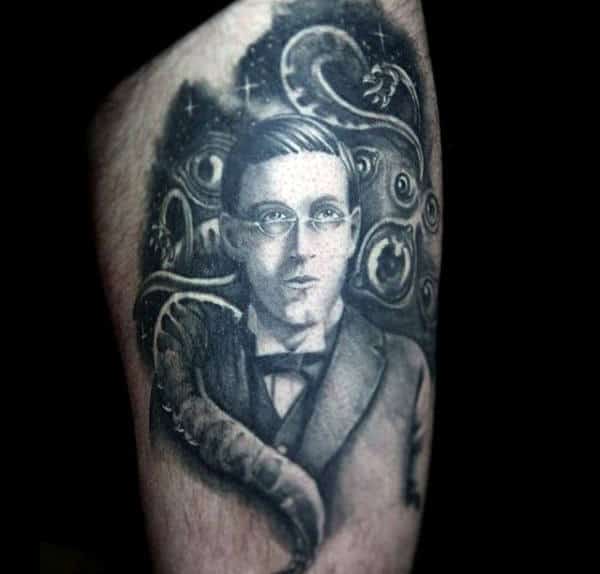 Male Arms Black And White Bespectacled Man Tattoo