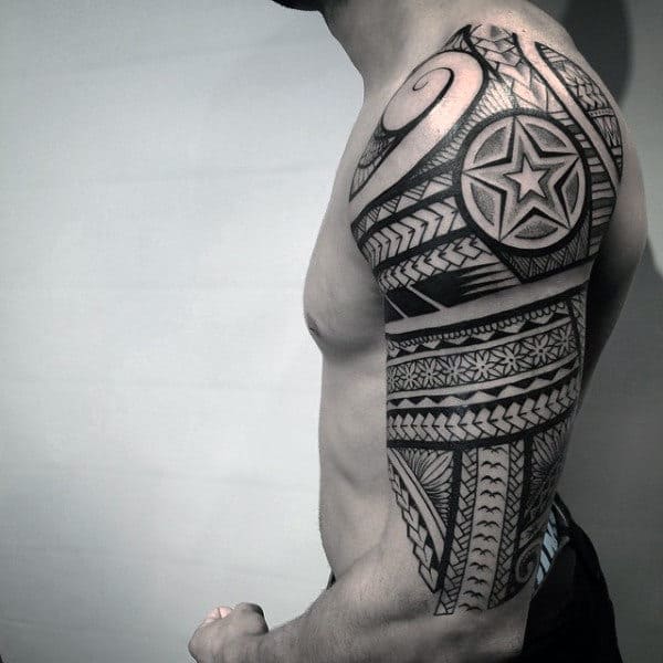 Male Arms Laced Design Dotwork Tattoo