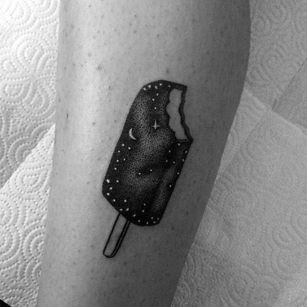 Male Awesome Simple Ice Cream Bar With Outer Space Sky Tattoo On Arm