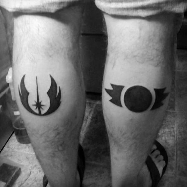 Male Back Of Leg Calf Sith Symbol Tattoo Design Inspiration