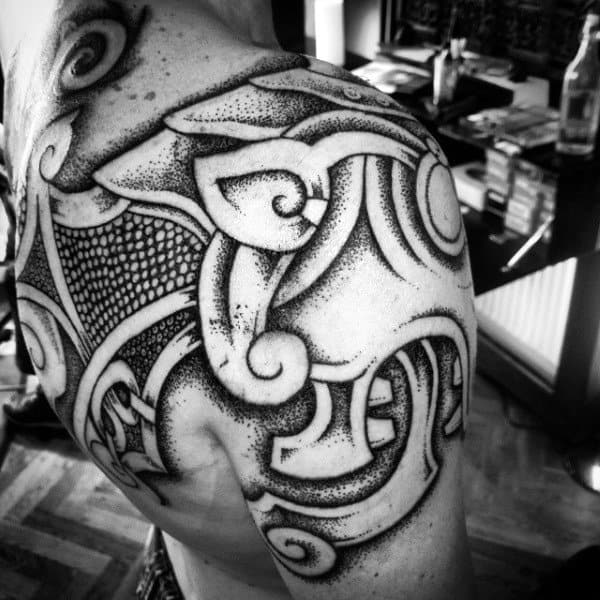 Legendary Sea Monster Mens Kraken Half Sleeve Tattoo