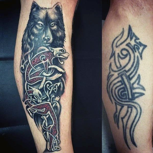 Male Celtic Wolf Tattoo Design Inspiration