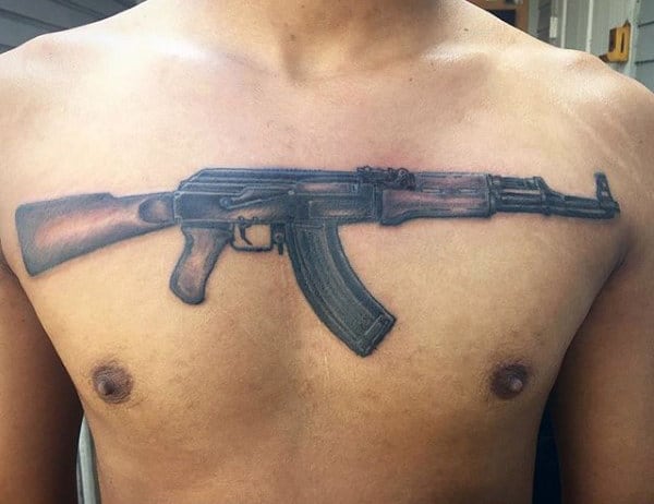 4. AK47 Tattoos with Red. 