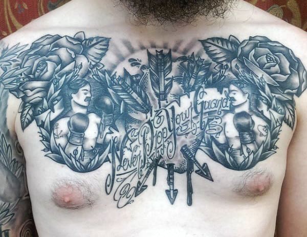 Male Chest Boxing Tattoos Designs