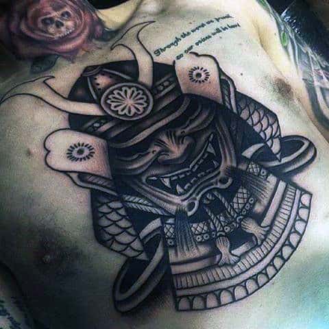 Male Chest Manly Ancient Leader Tattoo