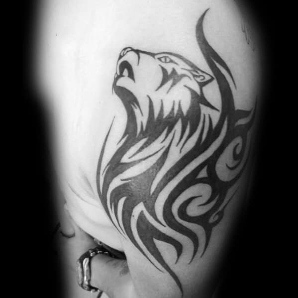 Male Cool Animal Tribal Lion Tattoo Ideas On Arm