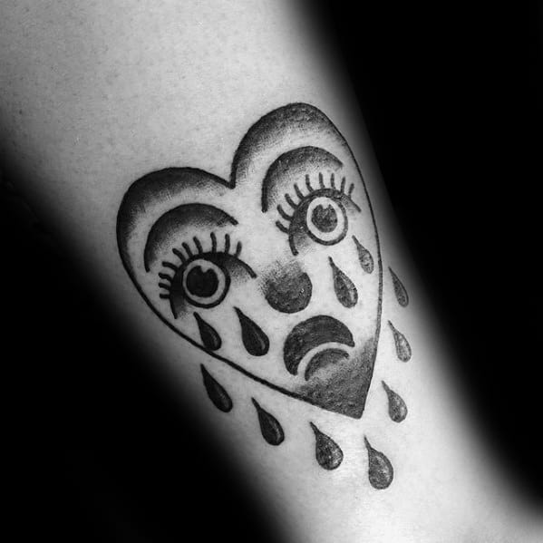 50 Crying Heart Tattoo Designs For Men - Cool Ink Ideas