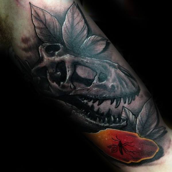 Male Cool Forearm Jurassic Park Tattoo Ideas