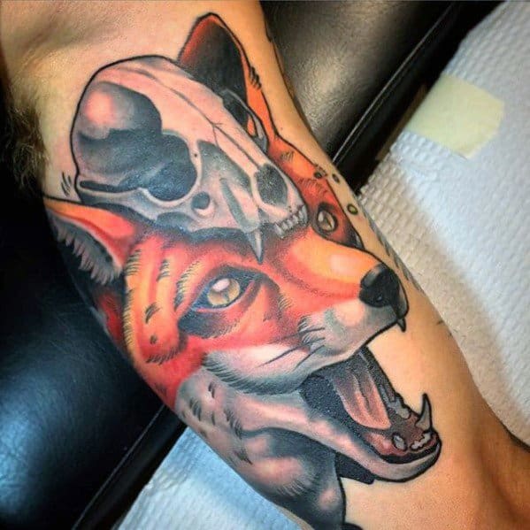 Male Cool Fox Skull Tattoo Ideas