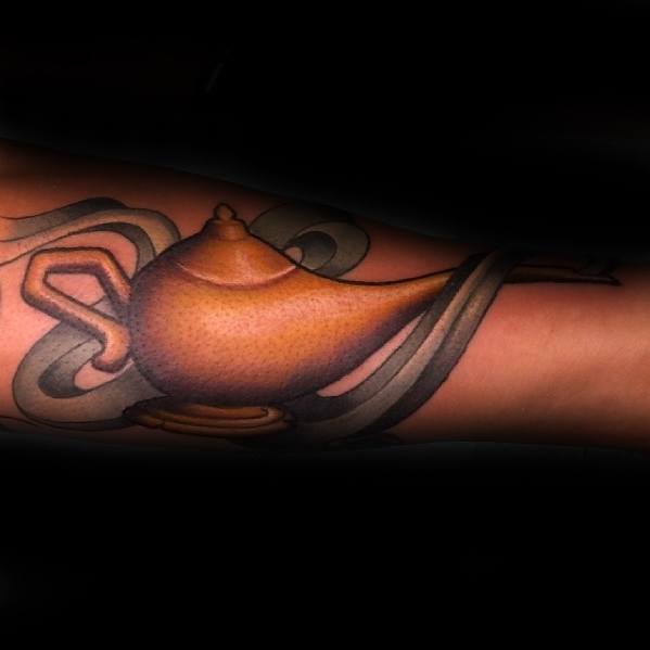 Male Cool Genie Lamp Tattoo Ideas Outer Forearm