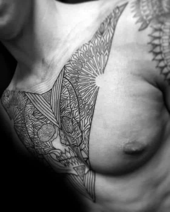 Male Cool Geometric Chest Tattoo Ideas