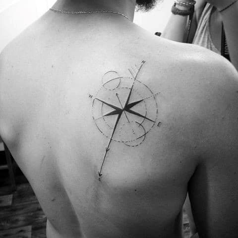 Male Cool Geometric Compass Tattoo Ideas