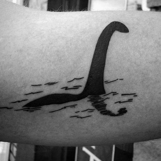 Male Cool Inner Arm Bicep Loch Ness Monster Tattoo Ideas