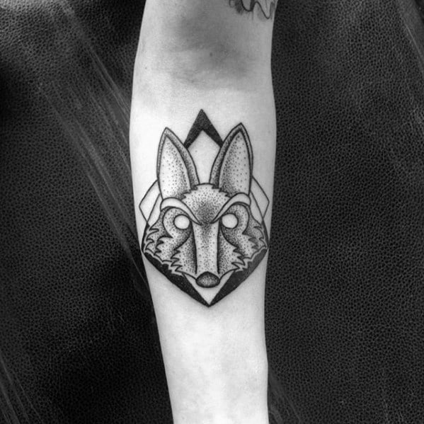 Male Cool Inner Forearm Coyote Tattoo Ideas