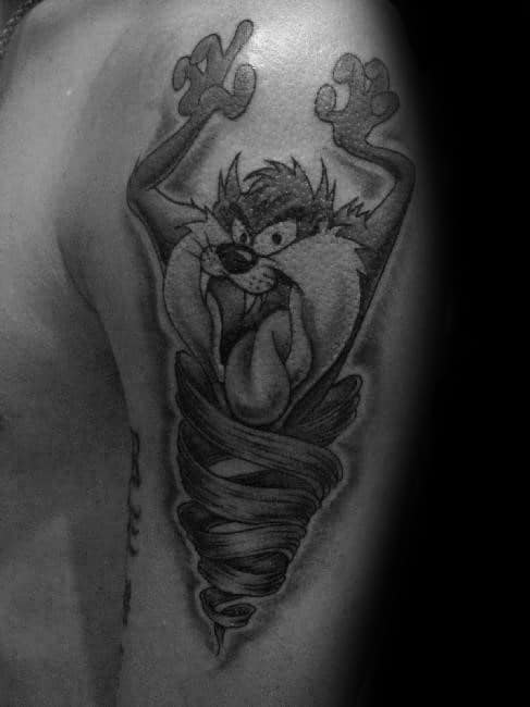 Male Cool Tasmanian Devil Tattoo Ideas Outer Arm