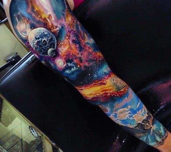 Male Cosmic Tattoo Full Sleeve
