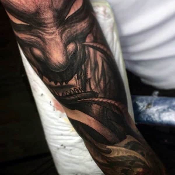Male Demon Sleeve Tattoo