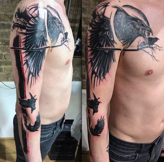 Male Edgar Allan Poe Themed Tattoo Inspiration