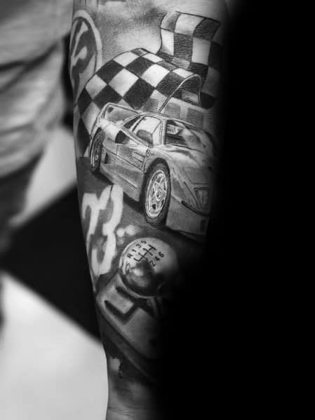 Male Ferrari Themed Tattoos