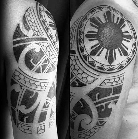 Contemporary Upper Arm Tattoo with Philippines Sun and Stars freehanded by  Zel     Please do not copy any tattoos you see on this p   Instagram