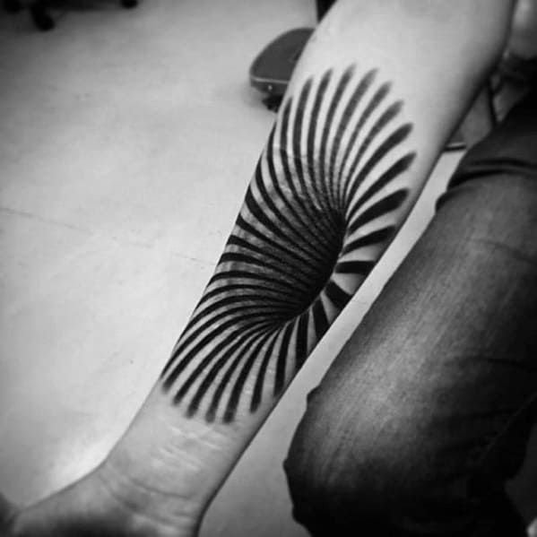 Male Forearm Optical Illusion 3d Spiral Unique Tattoo Ideas