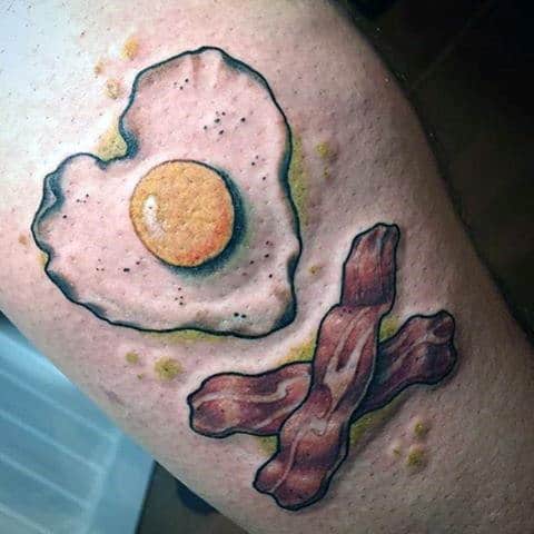 Male Forearms Bacon And Omellete Tattoo