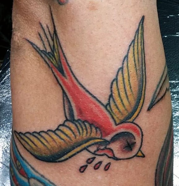 Male Forearms Delightful Sparrow Tattoo