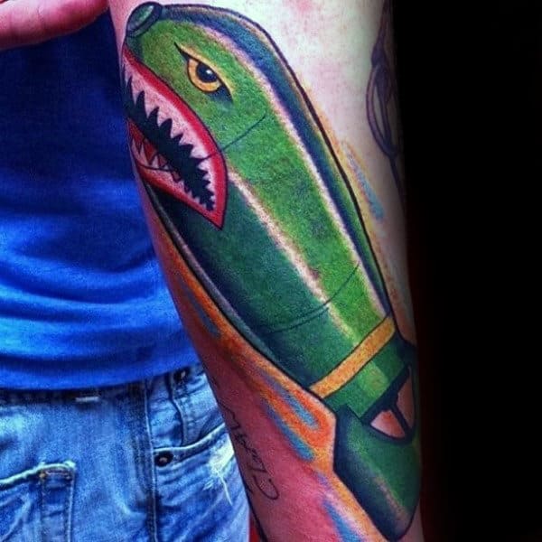 Male Forearms Green Bomb Tattoo