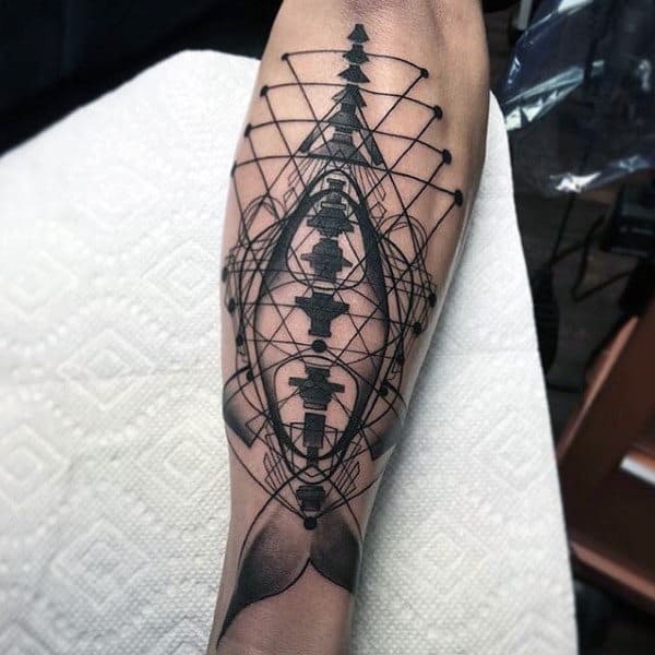 Male Forearms Interesting Geometric Lines Tattoo