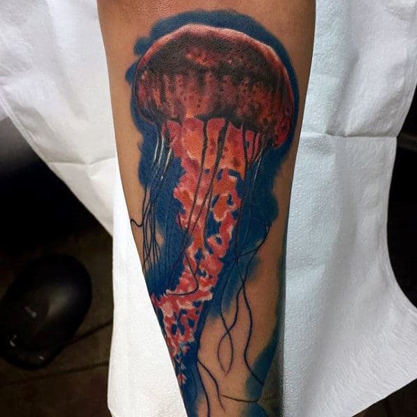 Male Forearms Super Jellyfish Tattoo