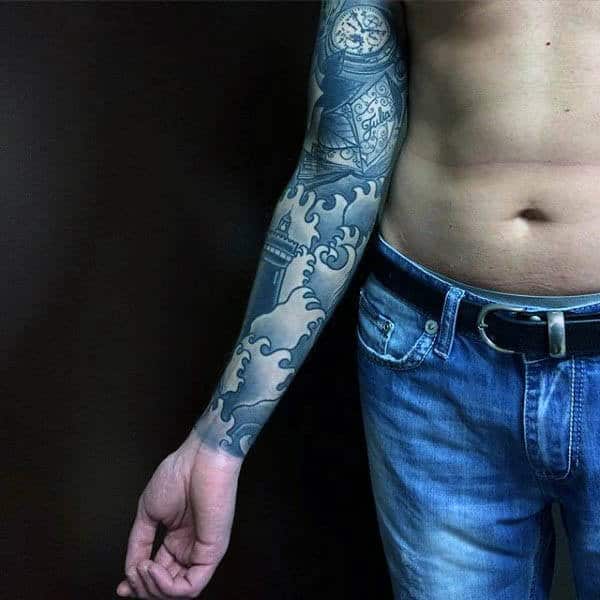 Male Full Sleeves Gorgeous Grey Neo Traditional Tattoo