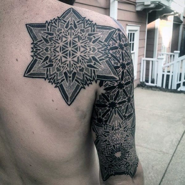 Male Full Sleeves Starry Pattern Tattoo