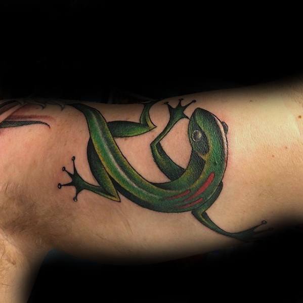 Male Gecko Inner Arm Tattoo Ideas