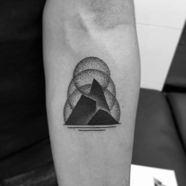 Male Geometric Mountain Tattoo Design Inspiration