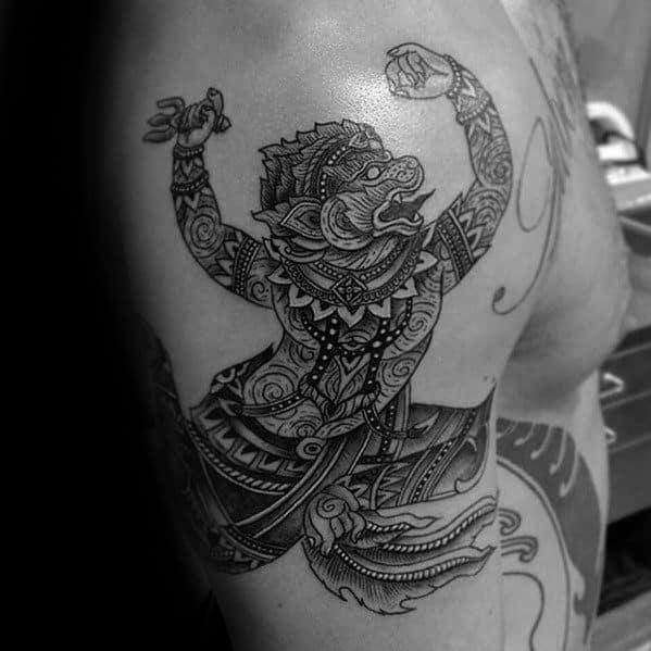 Male Hanuman Tattoo Design Inspiration On Arm