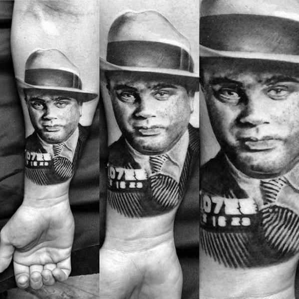 Male Inner Forearm Al Capone Tattoo Ideas