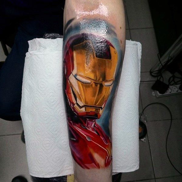 Male Iron Man Superhero Tattoo