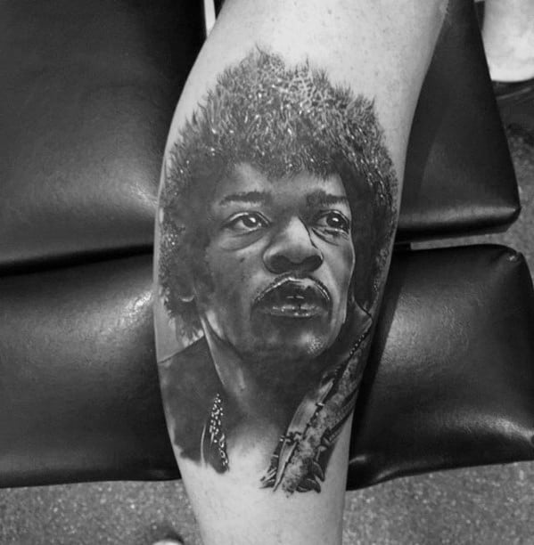 Male Jimi Hendrix Leg Tattoo Ideas