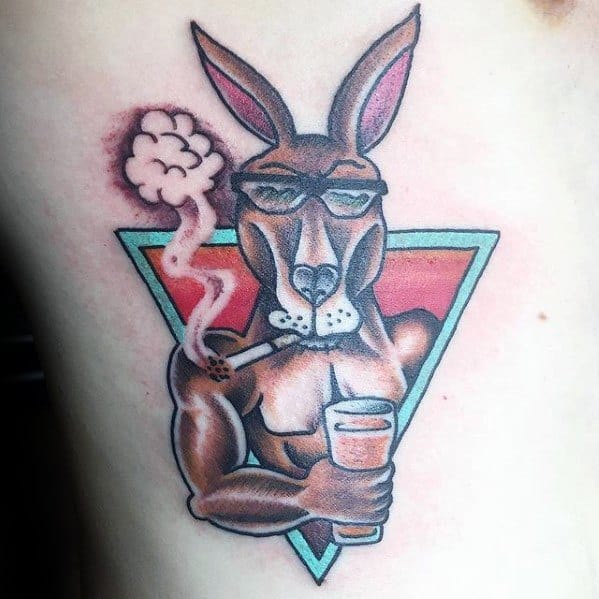 Male Kangaroo Tattoo Design Inspiration Triangle Chest