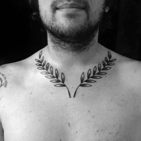 Male Laurel Wreath Tattoo Design Inspiration Traditional Old School Chest