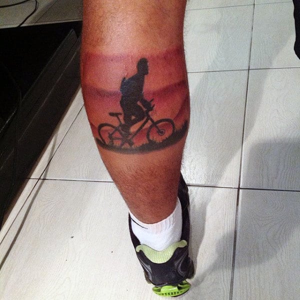 Male Leg Bicycle Riding Tattoo