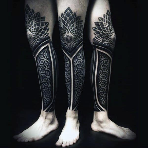 Male Legs Gorgeous Legging Pattern Dotwork Tattoo