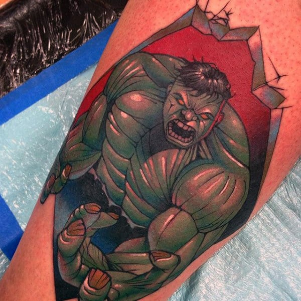 Male Lower Legs Muscular Hulk Tattoo